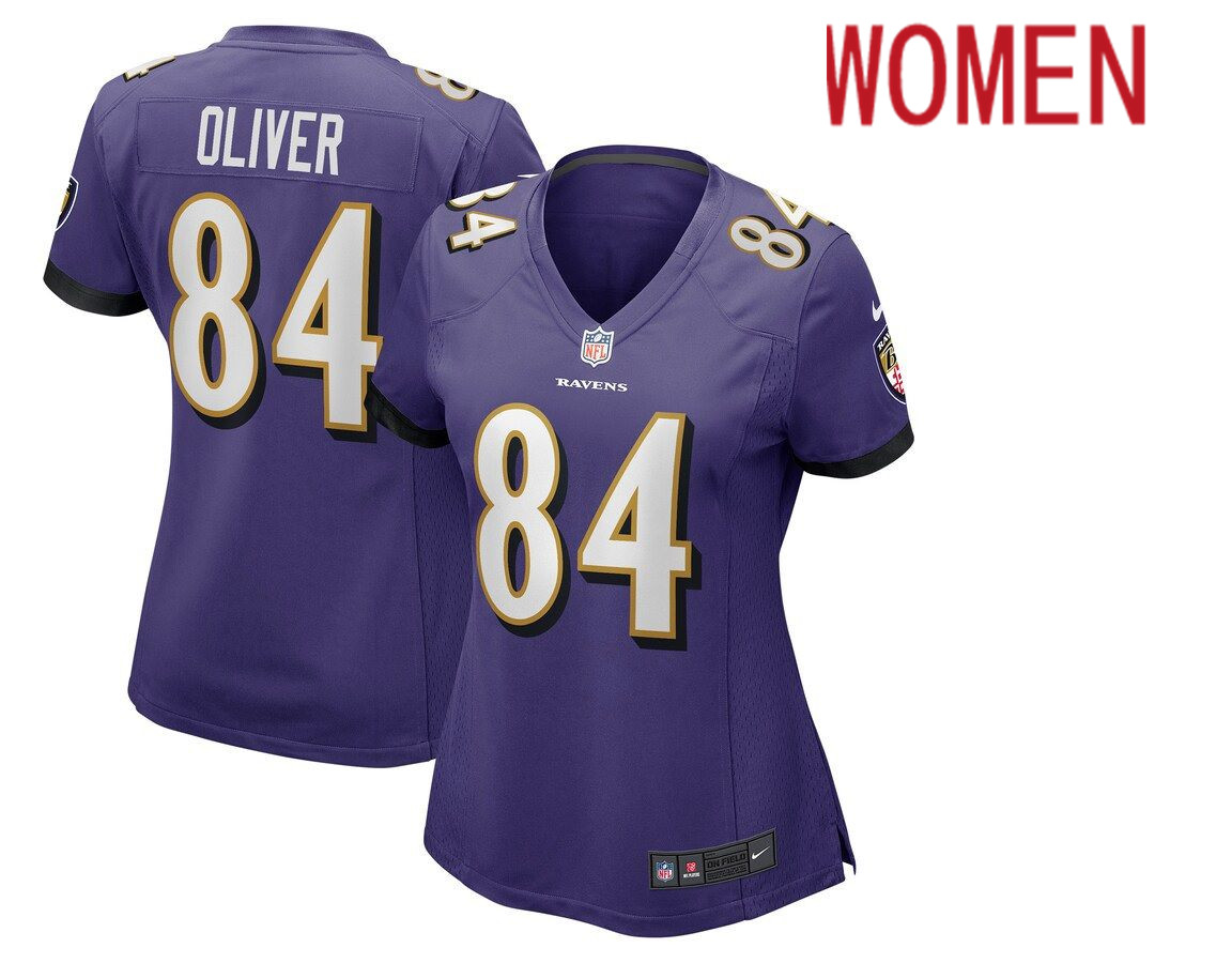 Women Baltimore Ravens #84 Josh Oliver Nike Purple Game NFL Jersey->women nfl jersey->Women Jersey